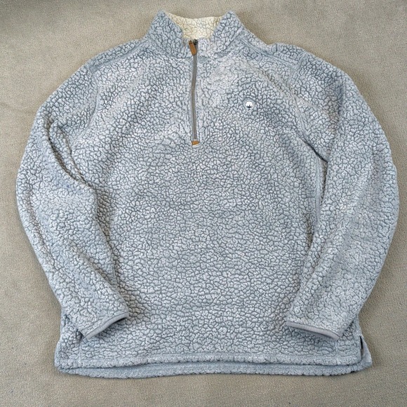 Southern Shirt Sherpa Fleece Pullover Mens XL Blue Gray 1/4 Zip High Pile Jacket — photo 2